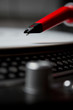 Photo: Spherical needle on vinyl record Spherical needle on vinyl record