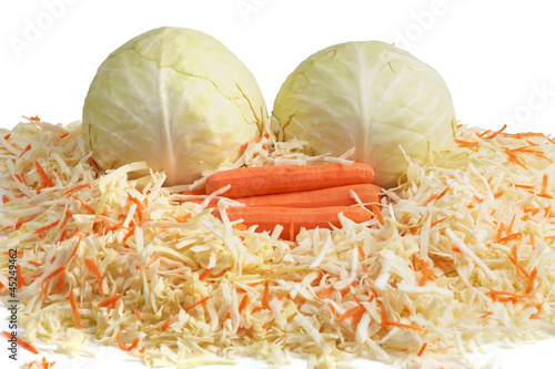 Photo: White Cabbage and Carrots. Сhopping. White Cabbage and Carrots. Сhopping.