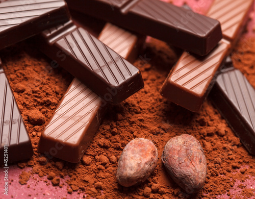 Photo: chocolate with cocoa beans chocolate with cocoa beans