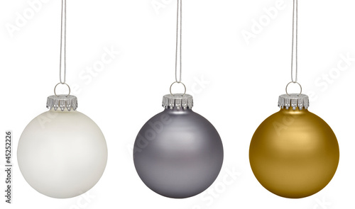 Photo: Christmas baubles isolated on white background Christmas baubles isolated on white background