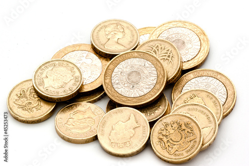 Photo: One and two pound coins One and two pound coins