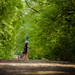 Biker on the forest road