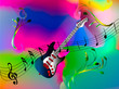 blue guitar with music notes - mesh work - eps 10
