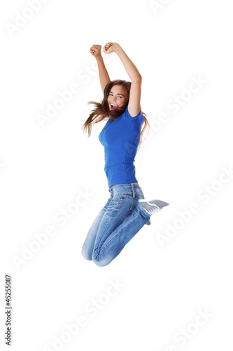 Photo: Jumping student girl Jumping student girl