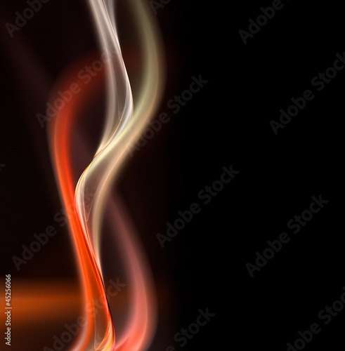 Illustration: Elegant orange fractal waves on black background Elegant orange fractal waves on black background