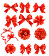 Vector: Big set of red gift bows with ribbons Vector Big set of red gift bows with ribbons Vector