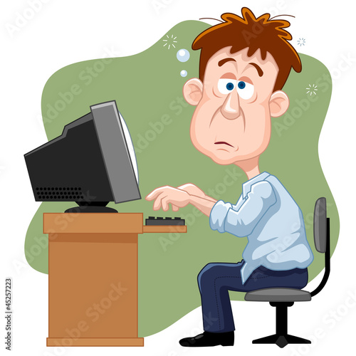 Vector: illustration of Business man working hard illustration of Business man working hard