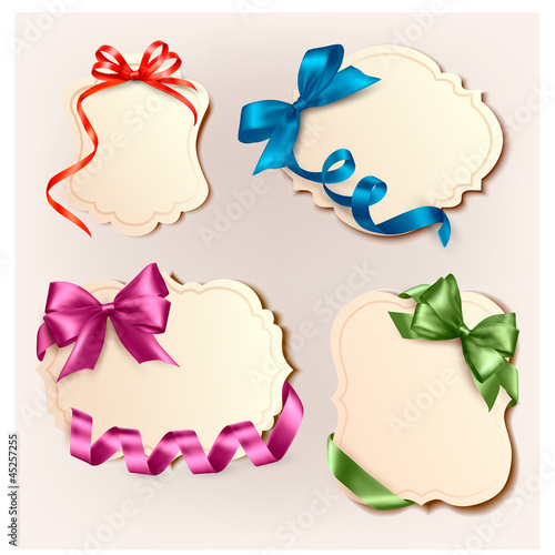 Vector: Set of beautiful cards with colorful. gift bows Set of beautiful cards with colorful. gift bows