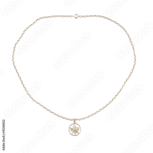 Photo: Old filthy silver hanger on a silver chain (maple leaf) Old filthy silver hanger on a silver chain (maple leaf)