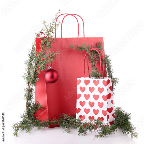 Photo: shopping bag and christmas decoration shopping bag and christmas decoration