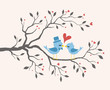 Vector: Kissing Birds in love at branch Kissing Birds in love at branch
