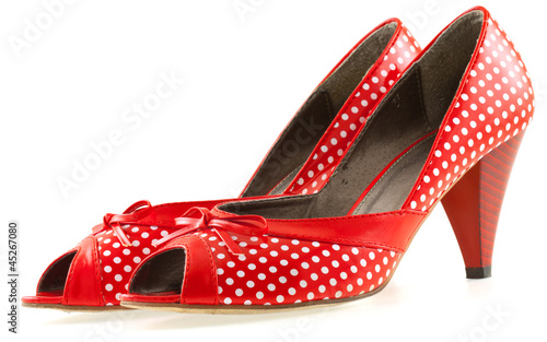 Photo: chaussures rouges à petits pois blancs chaussures rouges à petits pois blancs