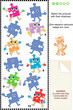 Match to shadow visial puzzle - cheerful cartoon puzzle pieces