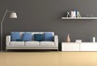 Sofa mit blauen Kissen