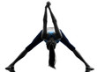 woman exercising yoga stretching legs warm up