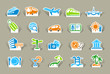 Travel icons on stickers
