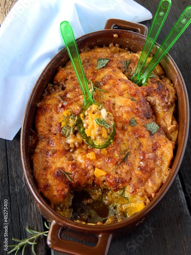 Photo: Baked beans and pumpkin with aromatic herbs Baked beans and pumpkin with aromatic herbs