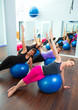 Aerobic Pilates women group with stability ball