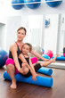 Aerobics woman personal trainer of children girl