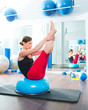 Bosu ball for fitness instructor woman in aerobics