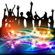 Dancing silhouettes with disco lights