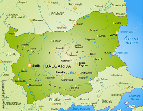 Map of bulgaria and neighbouring countries