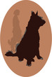 dog logo with woman silhouette - vector EPS 10 transparencies