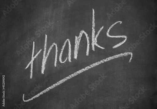 Photo: blackboard with thanks written in white chalk across the top blackboard with thanks written in white chalk across the top