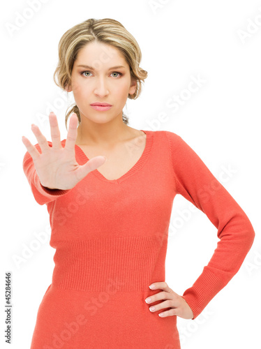 Photo: woman making stop gesture woman making stop gesture
