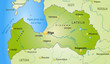 Map of Latvia with neighboring countries as an overview