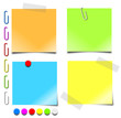 notepaper paperclips pushpins