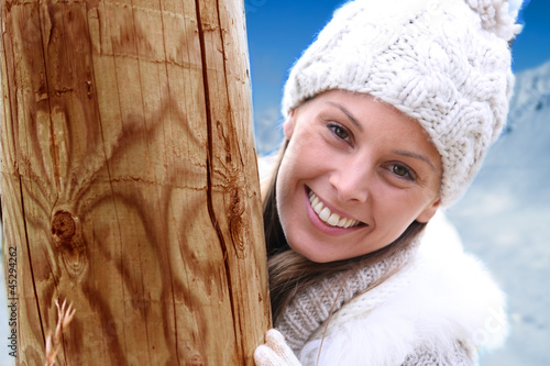 Photo: Beautiful young woman wearing woolen clothes Beautiful young woman wearing woolen clothes