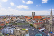 Aerial view of Munchen: Marienplatz, New Town Hall and Frauenkir
