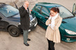 Woman and man on phone car crash