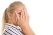 Woman covering her face