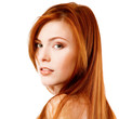 Beautiful long red healt hair of young attractive woman