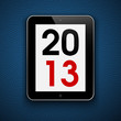 Abstract background with tablet pc and description "2013". Eps10