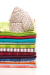 pile of towels for the kitchen on a white background