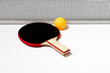 Table tennis racket and ball
