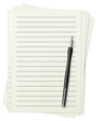 Lined paper sheets and fountain pen