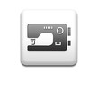 Boton cuadrado blanco simbolo maquina de coser