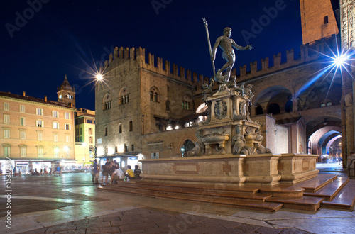 Photo: Fountain of Neptune at night time in Bologna. Italy. Fountain of Neptune at night time in Bologna. Italy.