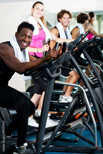 Photo: Working out gets easier, if done with friends. Working out gets easier, if done with friends.