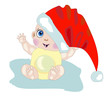 cheerful boy in a cap of Santa Claus