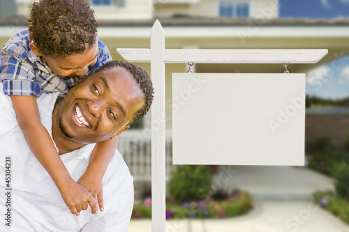 Photo: African American Father and Mixed Race Son In Front of Blank Rea African American Father and Mixed Race Son In Front of Blank Rea