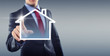 Man with Touchscreen House