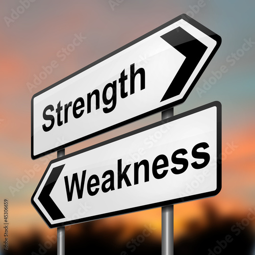 Illustration: Strengths or weakness concept. Strengths or weakness concept.