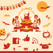 Halloween theme. Vector elements and social icons.