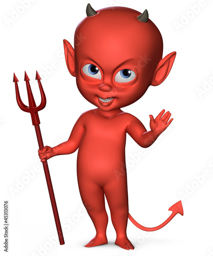 Illustration: Spiteful devil boy with a trident Spiteful devil boy with a trident