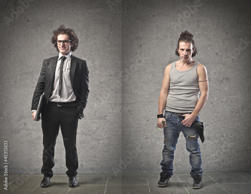 Photo: Businessman Vs Unemployed Businessman Vs Unemployed